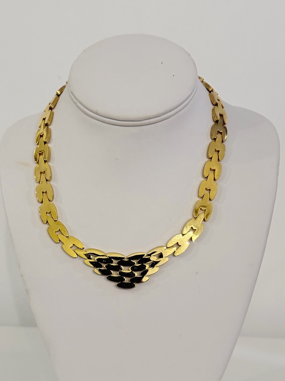 Gold-Tone Flat Design Chain Statement Necklace